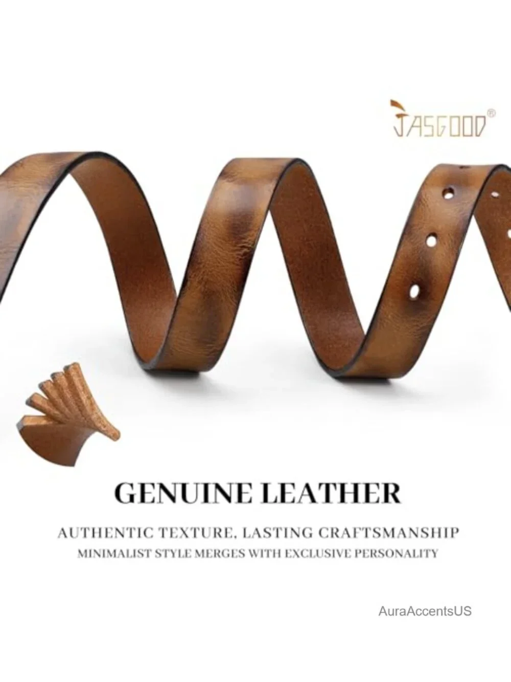 Genuine Leather Belt with Vintage Metal Buckle